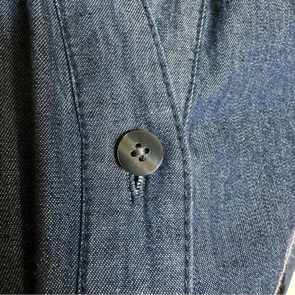 Draper James Shirt Dress Chambray Belted 100% Cotton Long Sleeve Minimalist  8 - Picture 10 of 12